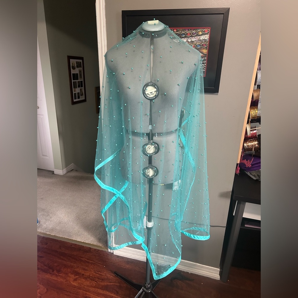 Set of 8 Beaded Dance Veils. Seafoam or Mint Green